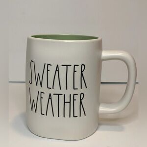 NEW Rae Dunn Sweater Weather Mug Green Interior Fall Autumn 🍂